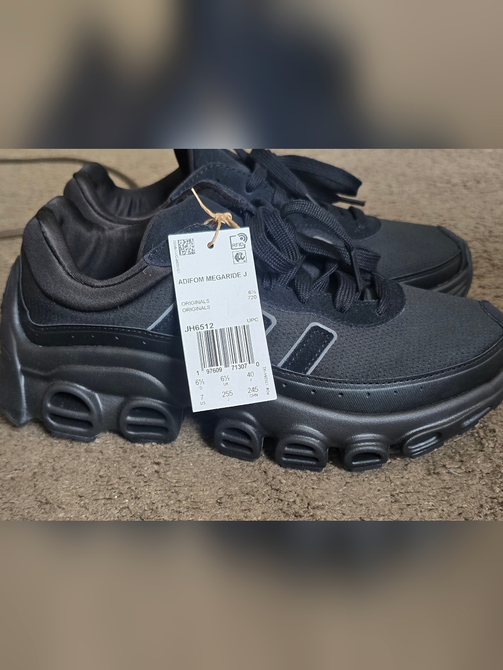 Adidas Grade School Adifom Megaride J Black Athletic Sneakers (Unisex) Men7 W8.5